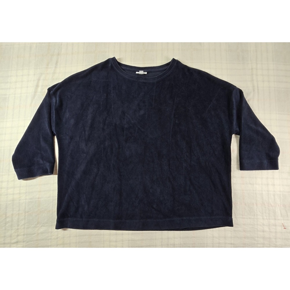 Pure J Jill Corduroy Velour Pullover Sweater Navy Blue Womens XL Petite